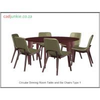 Dinning Room: Round Table and 6 Chairs 3D Set 1