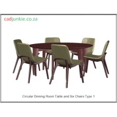 Dinning Room: Round Table and 6 Chairs 3D Set 1