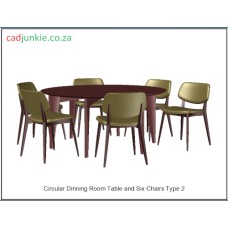 Dinning Room: Round Table and 6 Chairs 3D Set 2