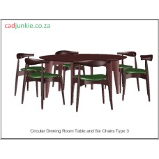 Dinning Room: Round Table and 6 Chairs 3D Set 3