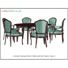 Dinning Room: Round Table and 6 Chairs 3D Set 4